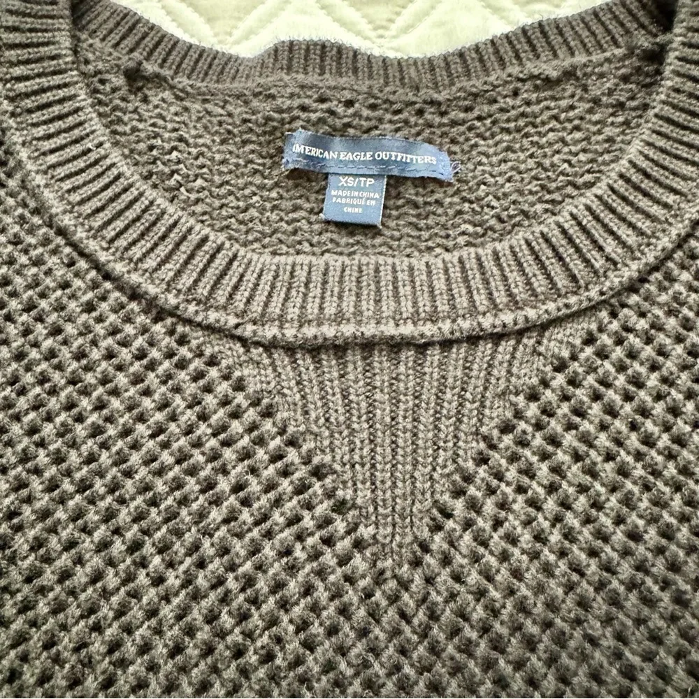 American Eagle Outfitters 100% Cotton Black Crew Open Knit Airy Sweater Sz XS